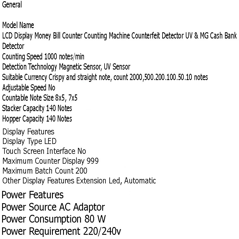 เครื่องนับเงิน เครื่องนับธนบัตร Bill Counter จอใหญ่ พร้อมเช็คธนบัตรจริง