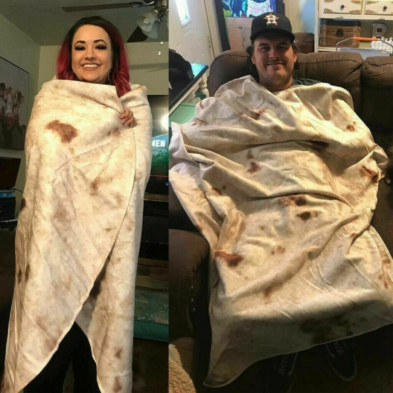 Funny Burrito Blanket Throw Tortilla Texture Throw Super Soft Bedroom
