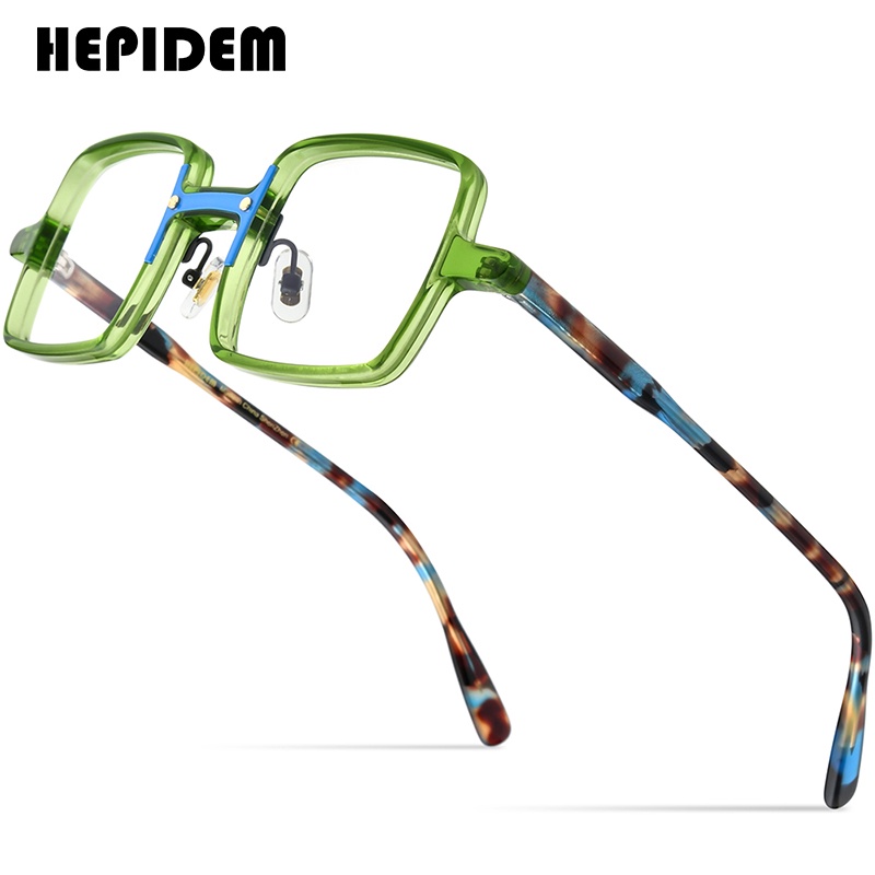 BHEPIDEM Acetate Glasses Men 2022 Vintage Retro Square Eyeglasses Frame