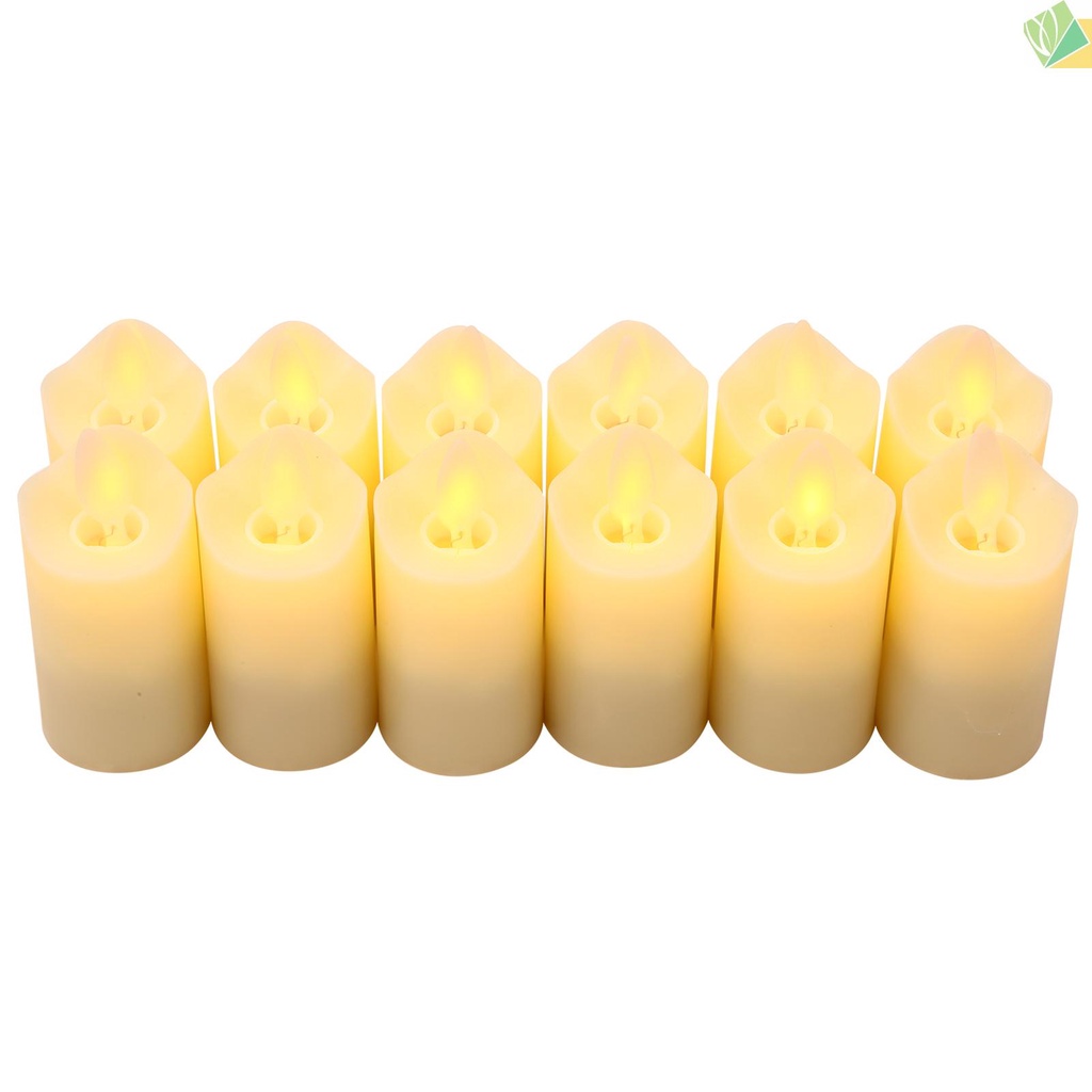H&G 12 PCS Rechargeable Flameless Candles Realistic Warm Yellow LED