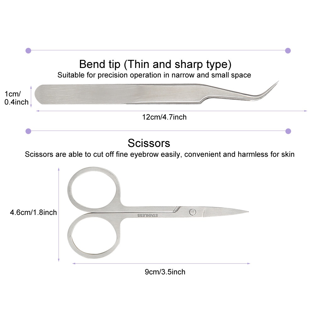 7pcs Eyebrow Tweezers Scissors Set Eyebrow Scissors and Fake Eyelashes