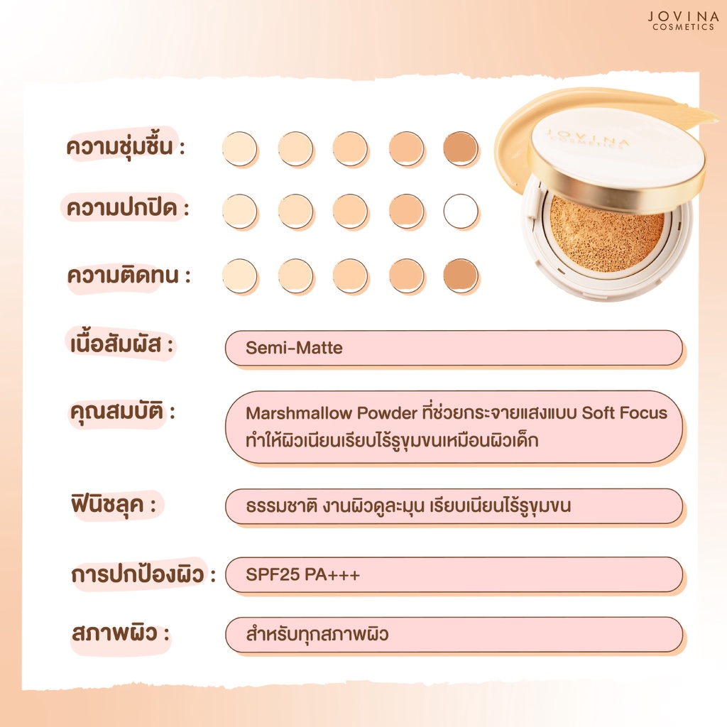 JOVINA CUSHION คุชชั่นโจวีน่า ขนาด 15 g. jovina.cosmetics ThaiPick
