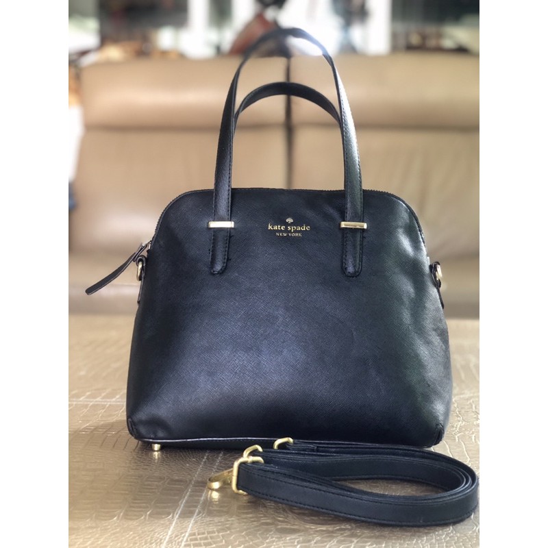 Kate Spade หนังซาเฟียโน สีดำทรงโดม Shopee Thailand