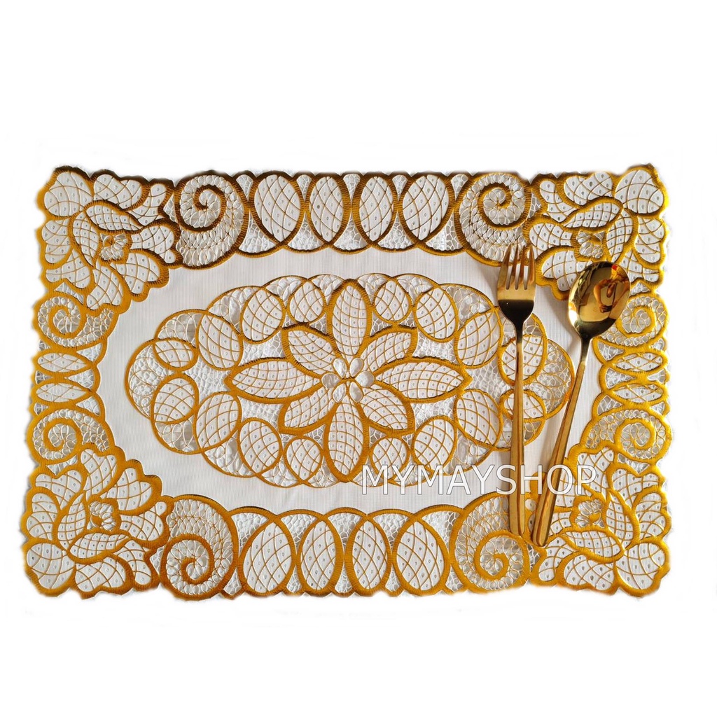 แผ่นรองจานพลาสติก สีทองหรูหรา Golden placemat Shopee Thailand