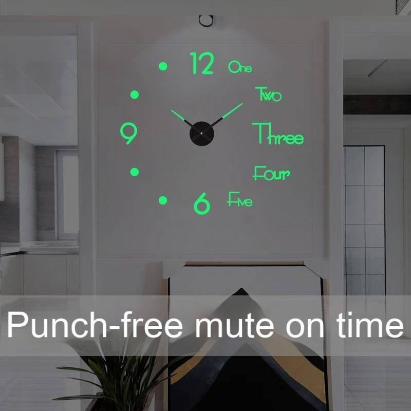 DIY punchfree wall clock home living room decoration luminous clock