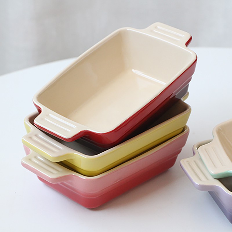 French LE CREUSET Cool Color Stoneware Porcelain Rectangular Grill