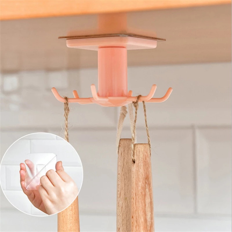 Home Creative Rotating Wall Hanging 6claw Hook Rack / 360° Self