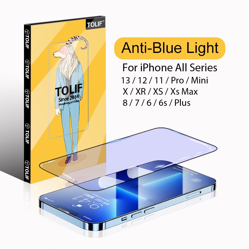 TOLIF Anti Blue Light Tempered Glass Full Coverage Screen Protector For