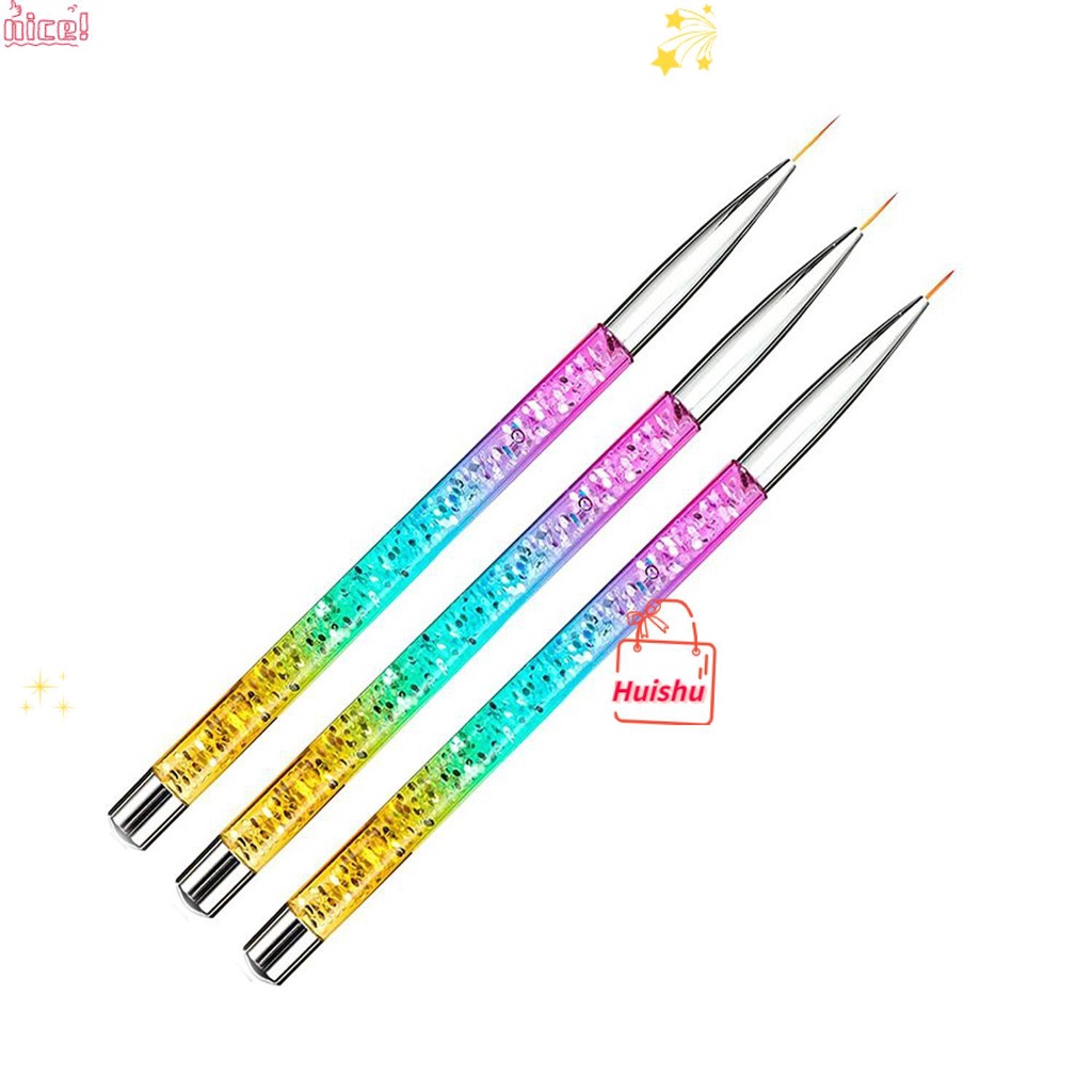 HS 3 PCS Manicure Accessories Nail Liner Brushes Nail Art Tools UV Gel