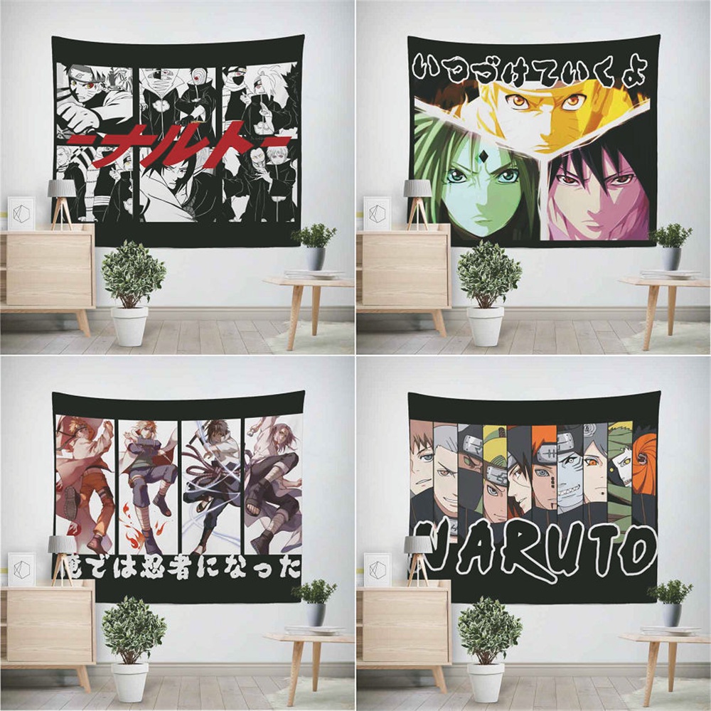 ผ้าม่าน ขนาดAnime Characters Blanket Tapestry Wall Background Tapestries Bedroom Bedspread Throw