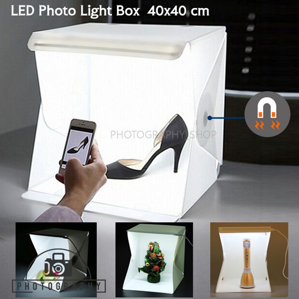LED Photo Light box 40x40 ซม. กล่องถ่ายสินค้า Shopee Thailand