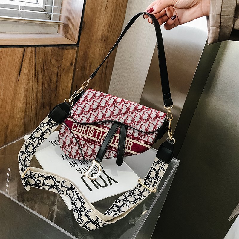 Genuine Dior saddle Bag Embroidered Boston Pillow Bag Men's Women's