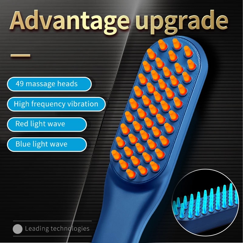 EMS Vibration Head Massage Comb Electric Laser RF Red Blue Light Hair