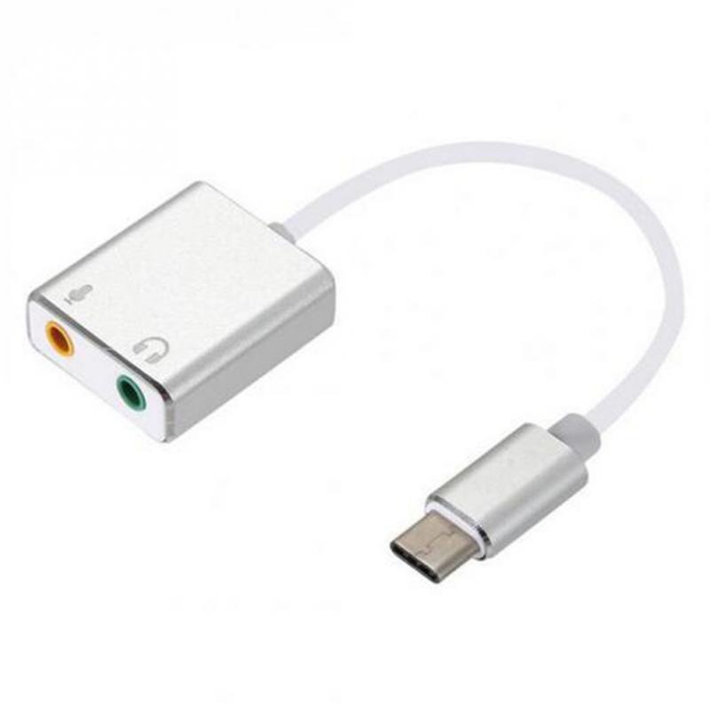 Connector Type C Cable Sound Card Splitter External Adapter Headphone
