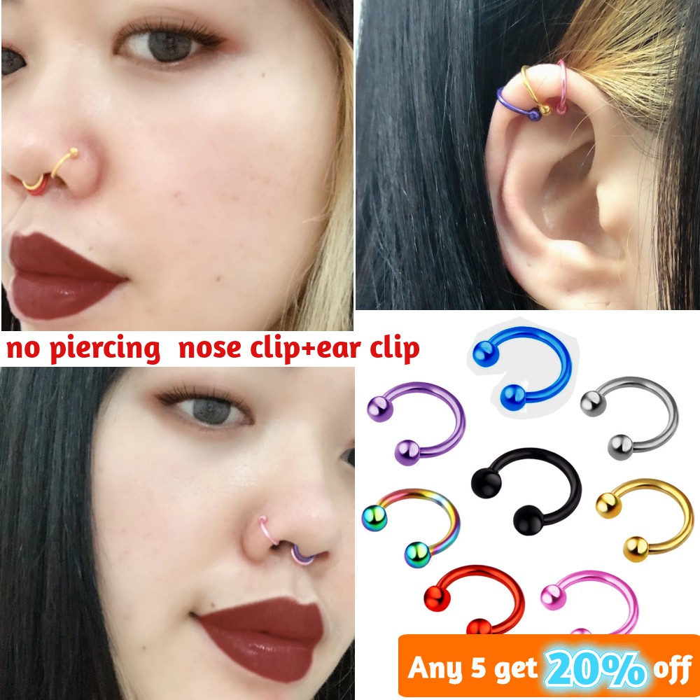 no piercing stainless steel nose clip nose ring ear cuff earcuff lip