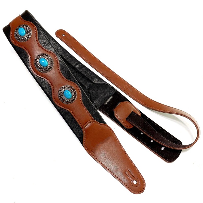 [In stock]Guitar Strap Ethnic Style Leather Adjustable Acoustic