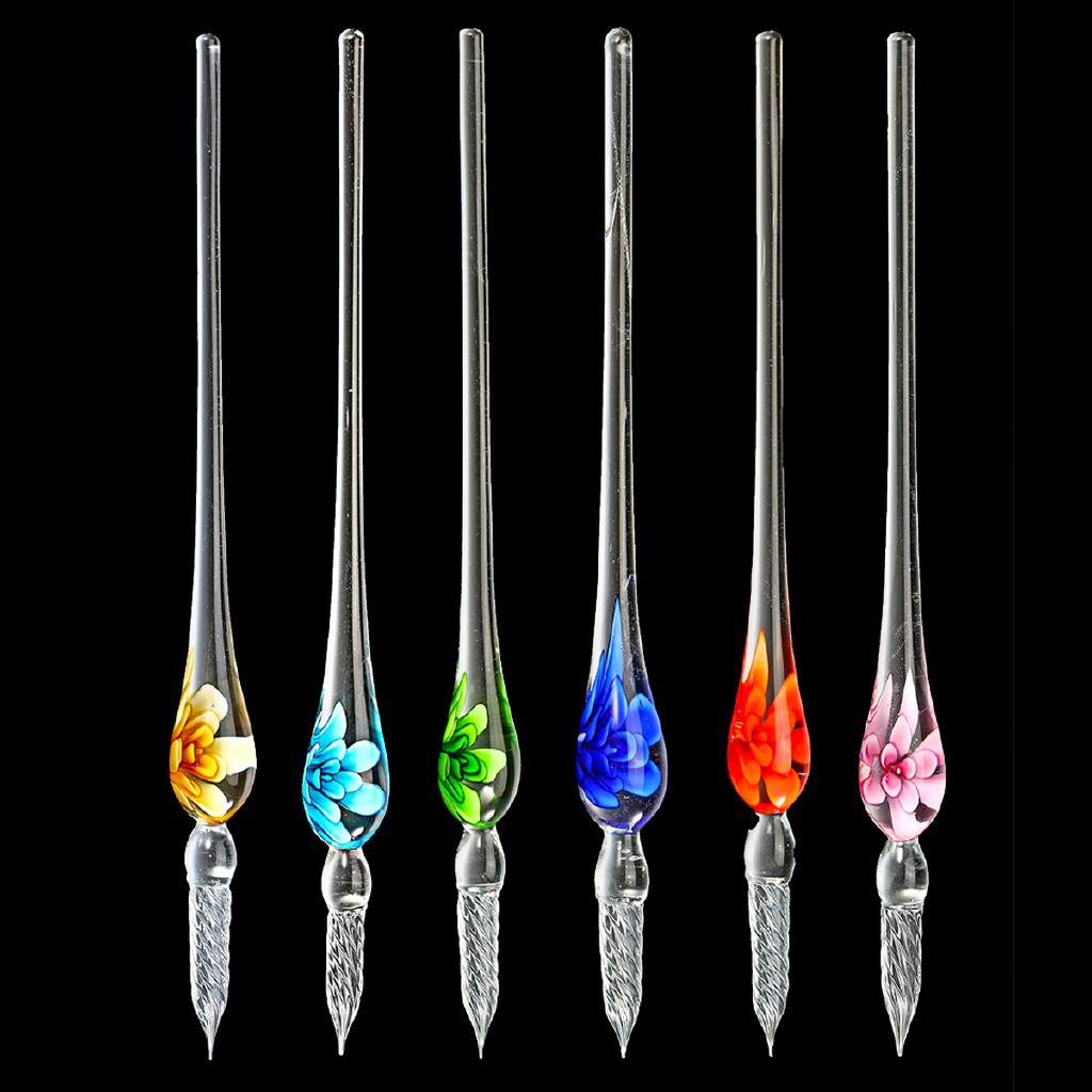 OE Crystal Glass Dip Pen Set Noncarbon Ink Fountain Signature Writing