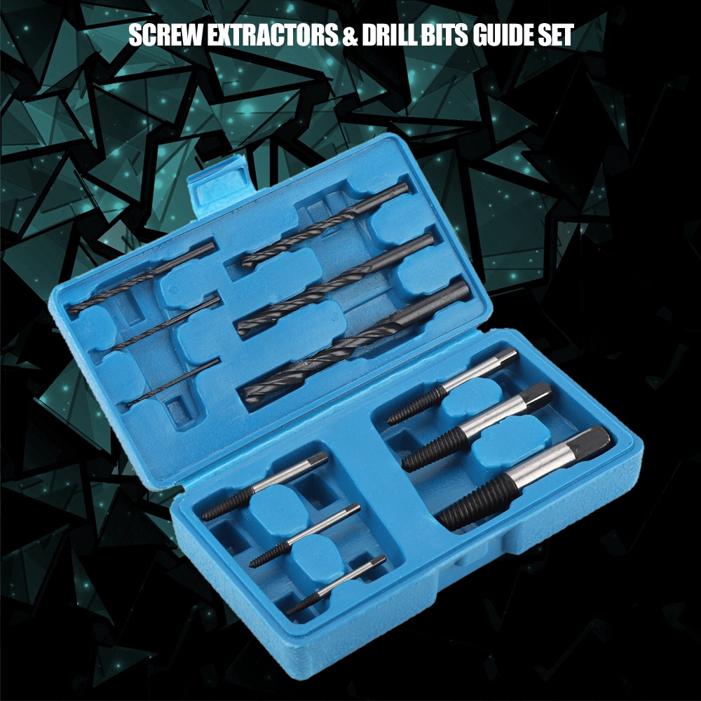 12Pcs Steel Screw Extractors and Drill Bits Guide Set Broken Bolts