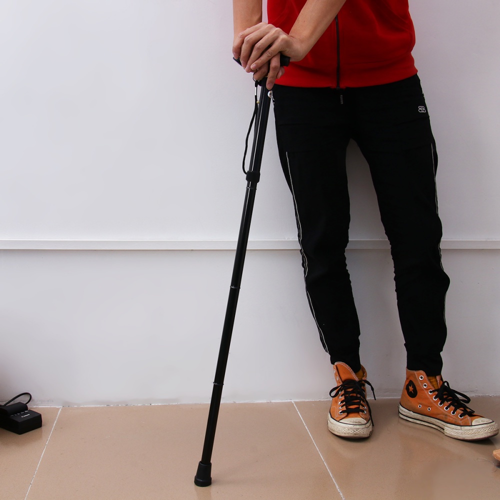 Aluminum Folding Trekking Pole Walking Cane Retractable Antislip Four