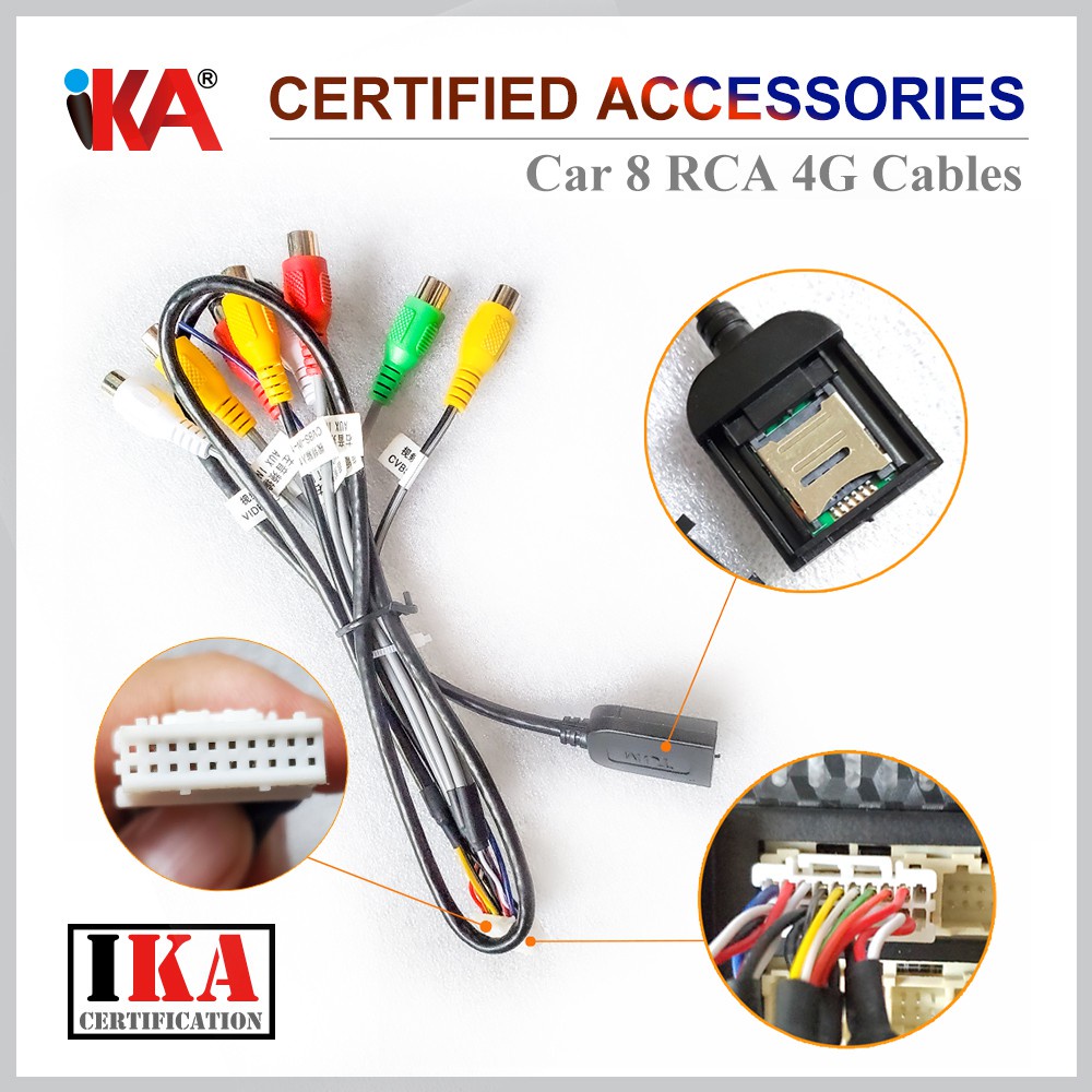 Car 2G 3G 4G SIM Card Slot Cable with 8 RCA Slot Cable For Android car