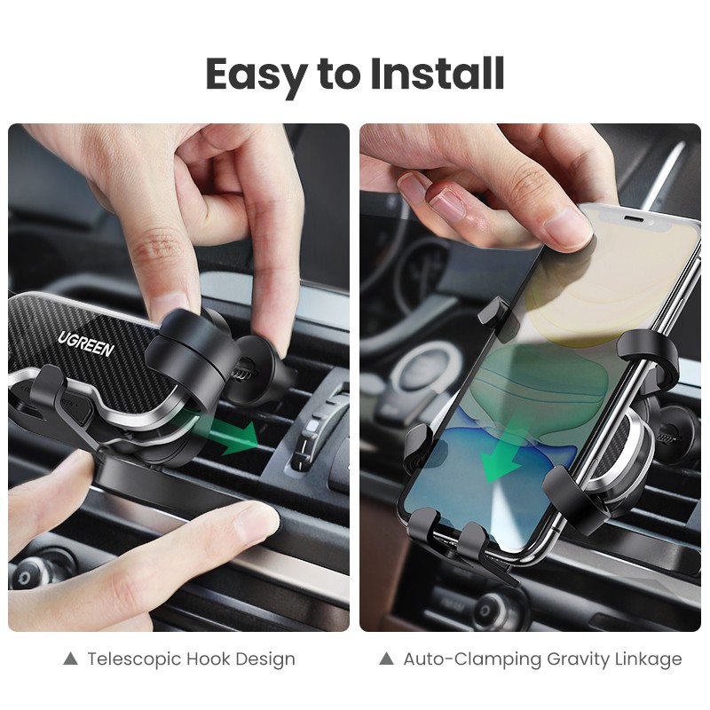 UGREEN Portable Car Phone Holder Car Inverted hook Cradle Auto Clamping