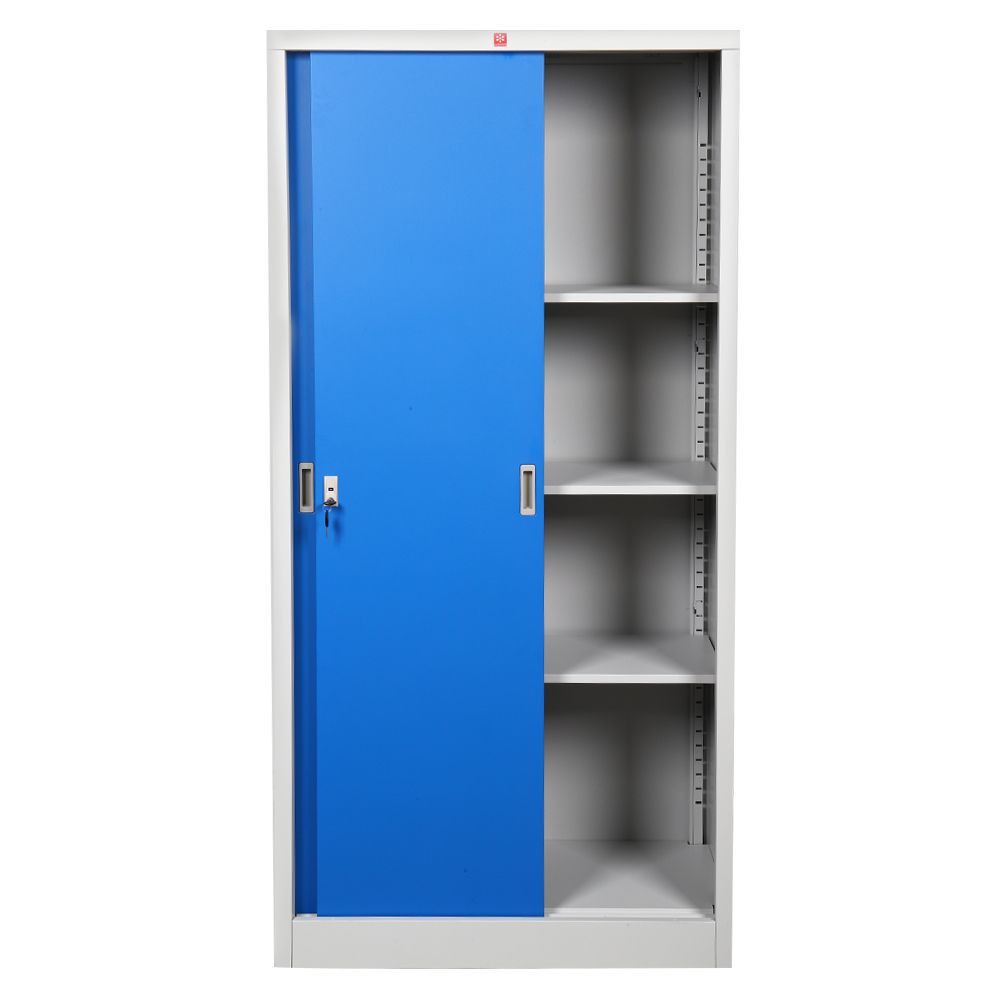 ตู้เหล็กสูงบานเลื่อนทึบ LUCKY WORLD KSS914 สีน้ำเงิน ตู้เอกสาร