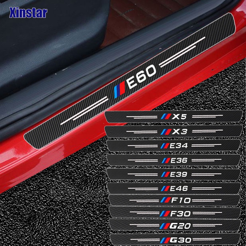 4pcs Carbon Fiber Car Door Sill Sticker For Bmw E30 E34 E36 E39 E46 E60