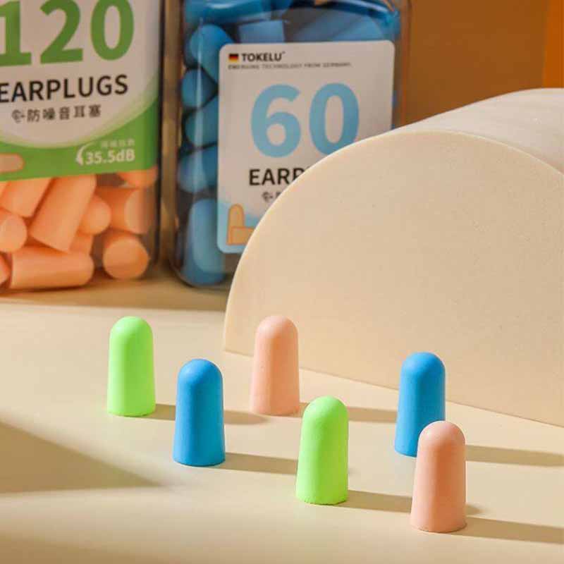 AntiNoise Sleeping Travel Foam Ear Plugs Earplugs Tie Data Cable