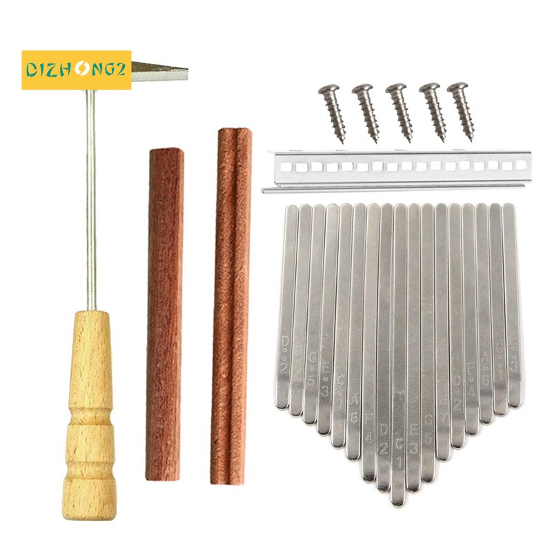 17 Keys Kalimba DIY Parts Key Thumb Piano Bridge Tuning Hammer Kit