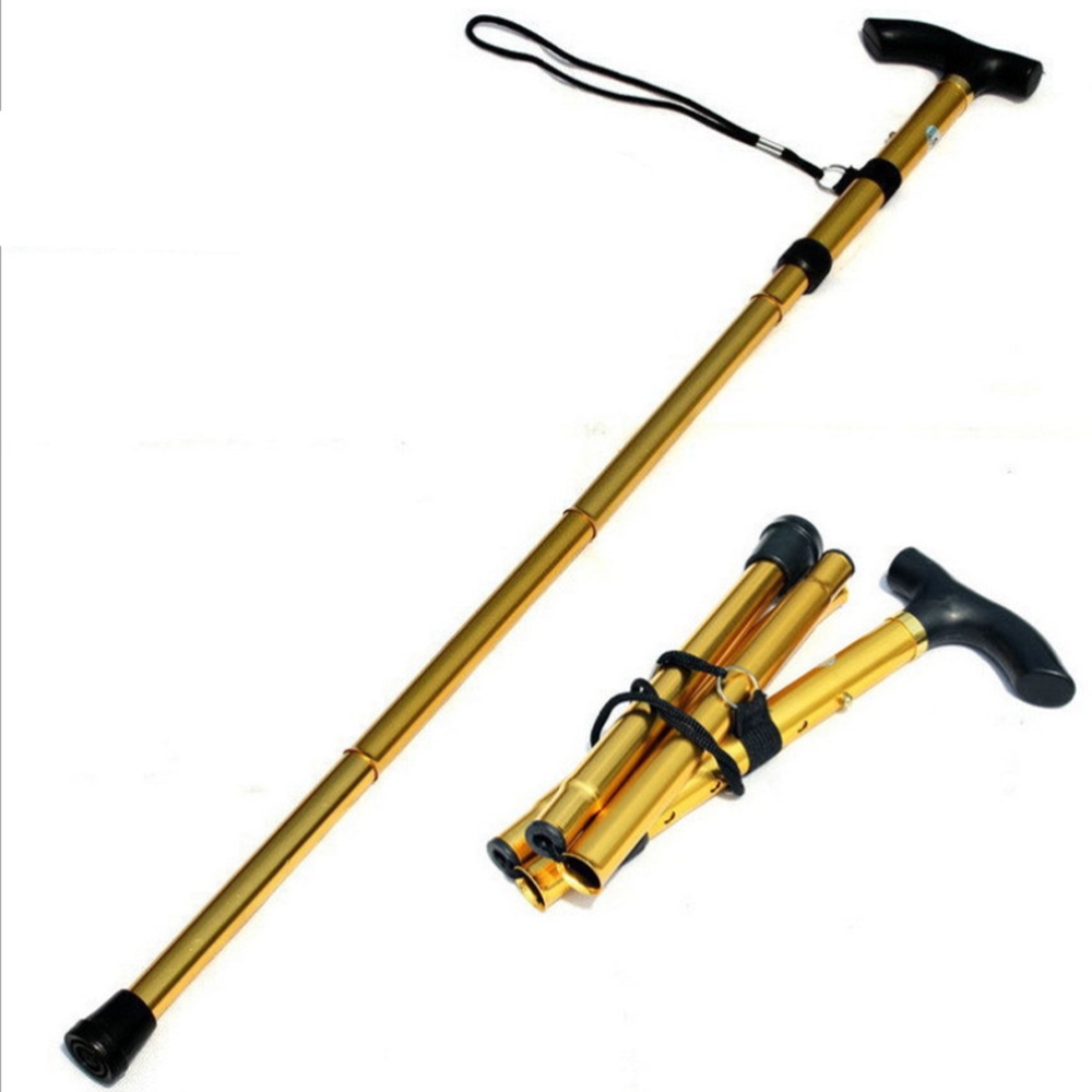 Aluminum Folding Trekking Pole Walking Cane Retractable Antislip Four