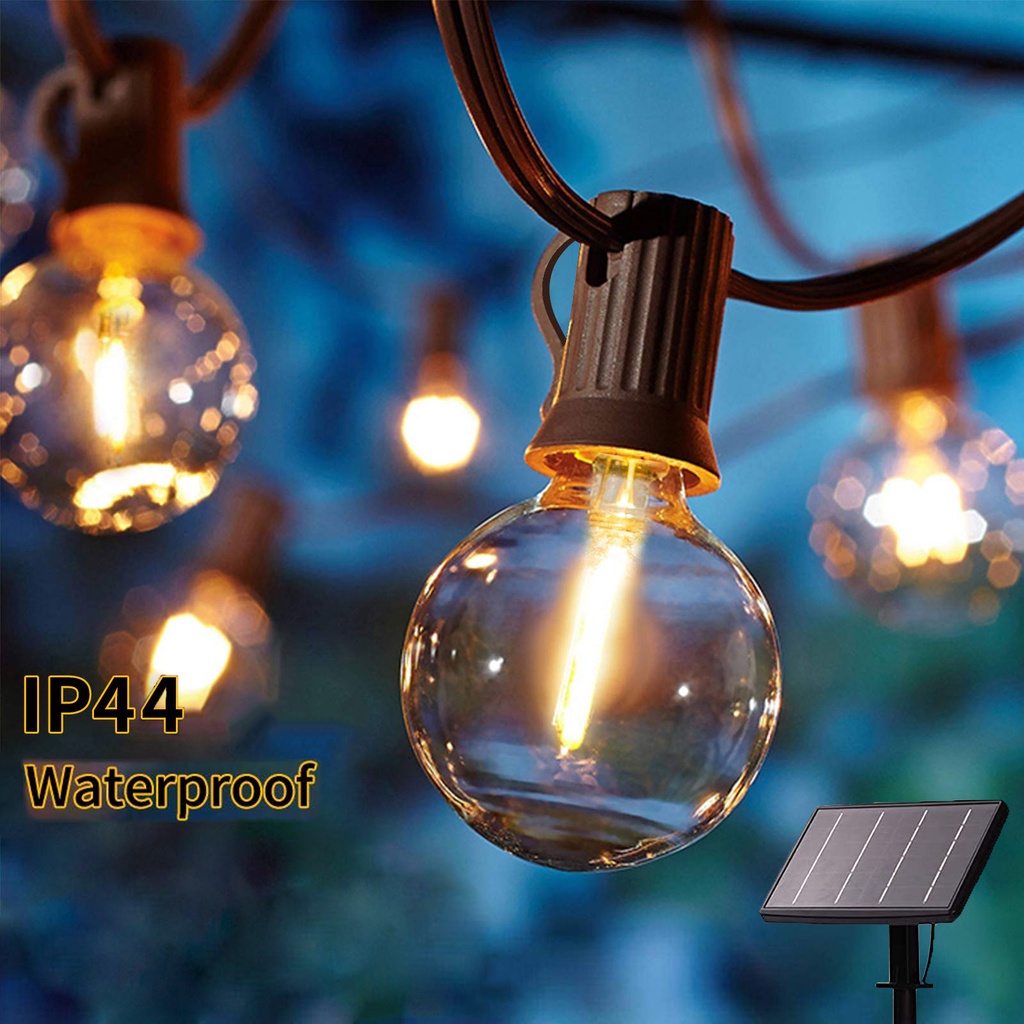 กังวล ฟรีG40 LED Solar String Lights Outdoor Waterproof Shatterproof