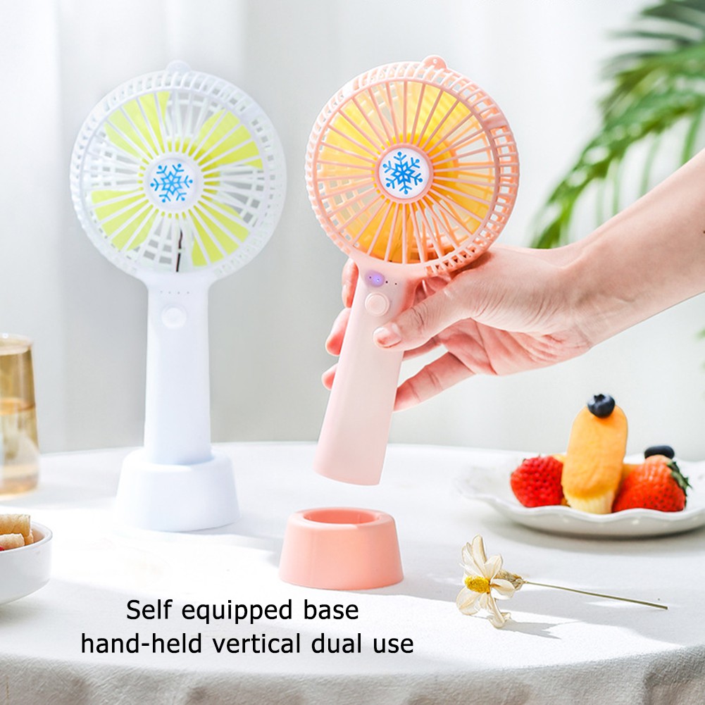 Handheld Fan Mini Hand Held With 7 Color Led Light Base 2000mah Battery