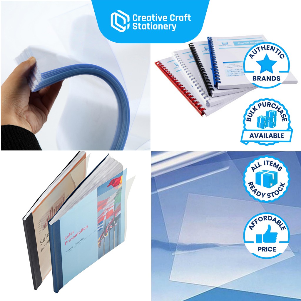 A4 Rigid Sheet 0.2mm Transparent Book Binding Binder Cover PVC