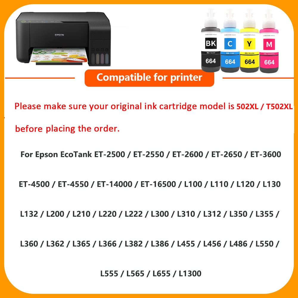 HS Compatible for Epson T6641 664 Refill Ink for ET2550 ET2500 ET