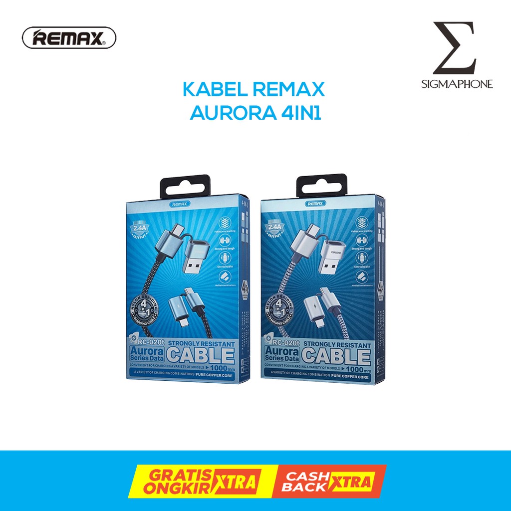 Remax Aurora 4 In 1 สายเคเบิ้ลข้อมูล Remax 4 In 1 สําหรับสมาร์ทโฟน Rc