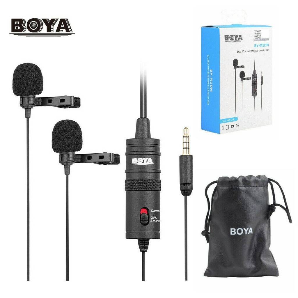 ไมโครโฟน Boya BYM1DM Dual OmniDirectional Lavalier Mic Shopee Thailand