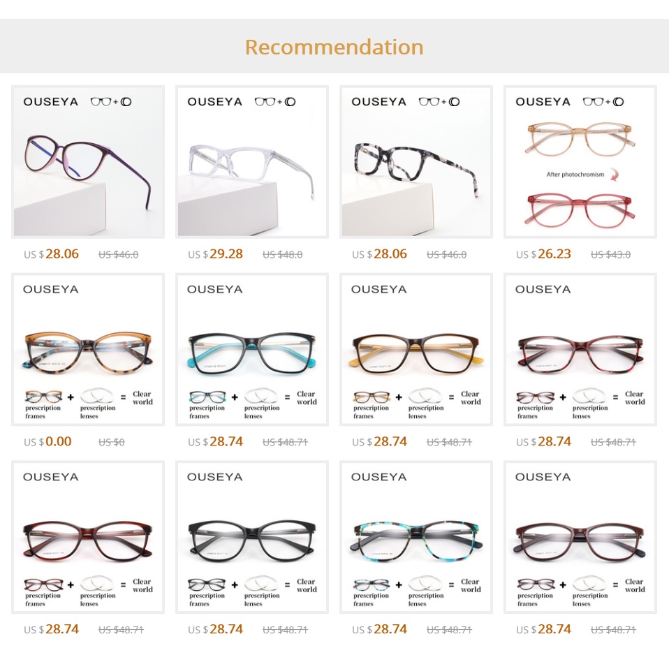TR90 Prescription Glasses With Diopters Women Photochromic Progressive