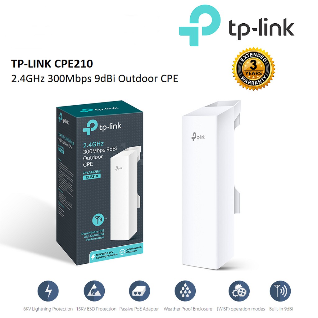 TPLINK (CPE210) Wireless N300 2.4GHz 300Mbps 9dBi Access Point Outdoor