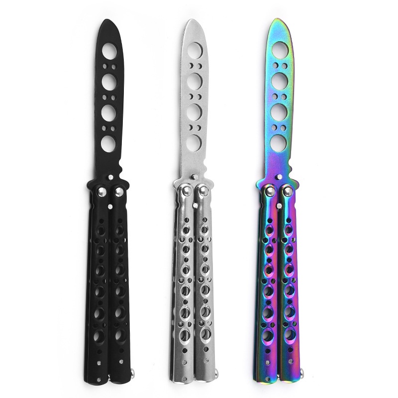 ผีเสื้อortable Folding Butterfly Knife CSGO Balisong Trainer Stainless
