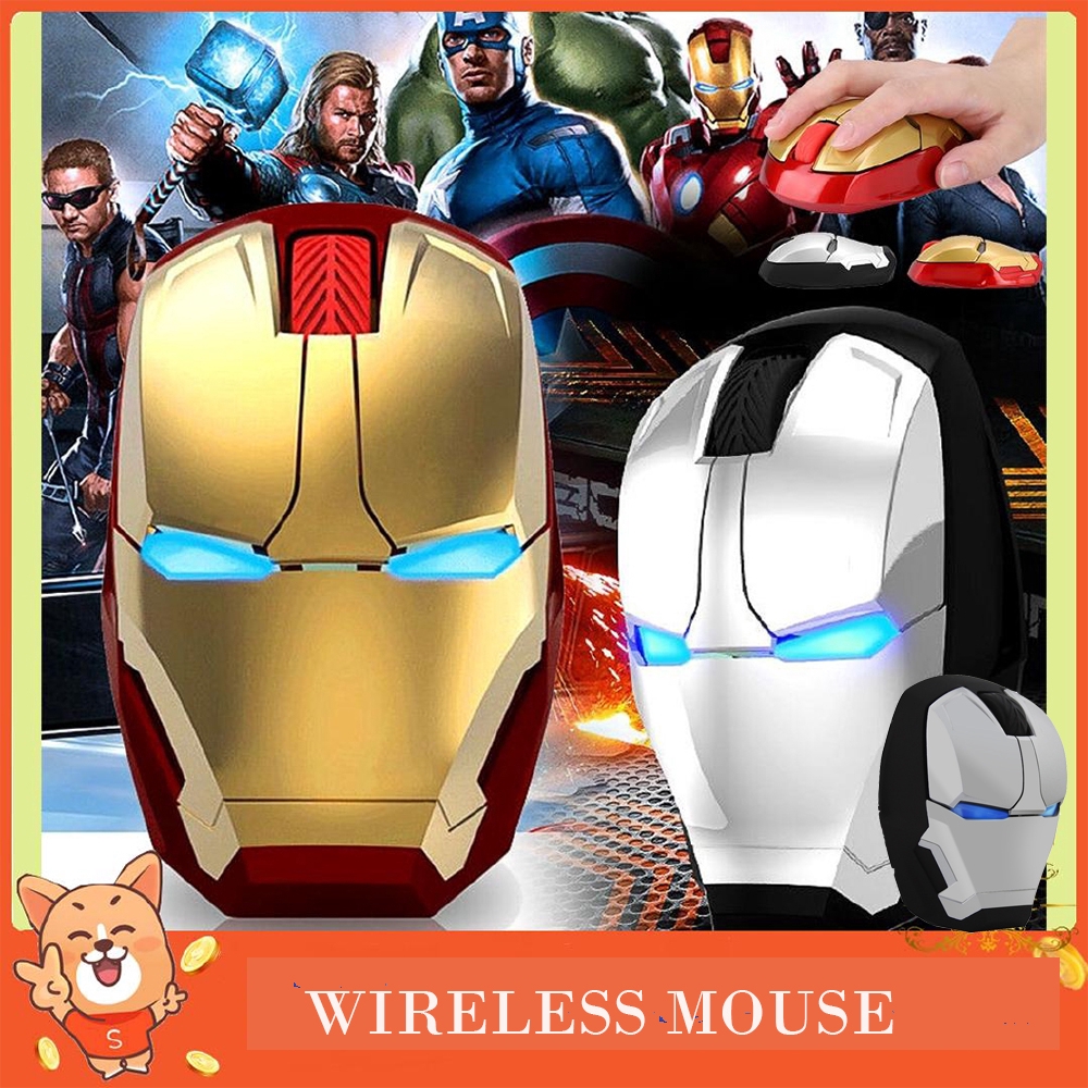 Avengers Iron Man Wireless Mouse Silent Optical Gaming Mouse 2.4GHz USB