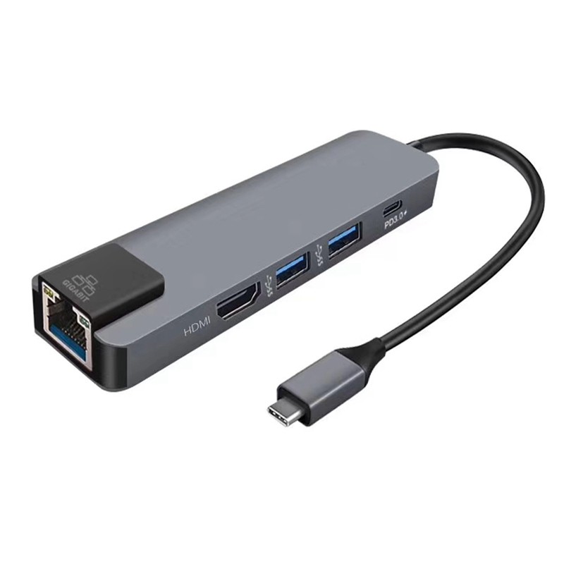 5 in 1 USB Type C Hub Hdmi 4K USB C Hub to Gigabit