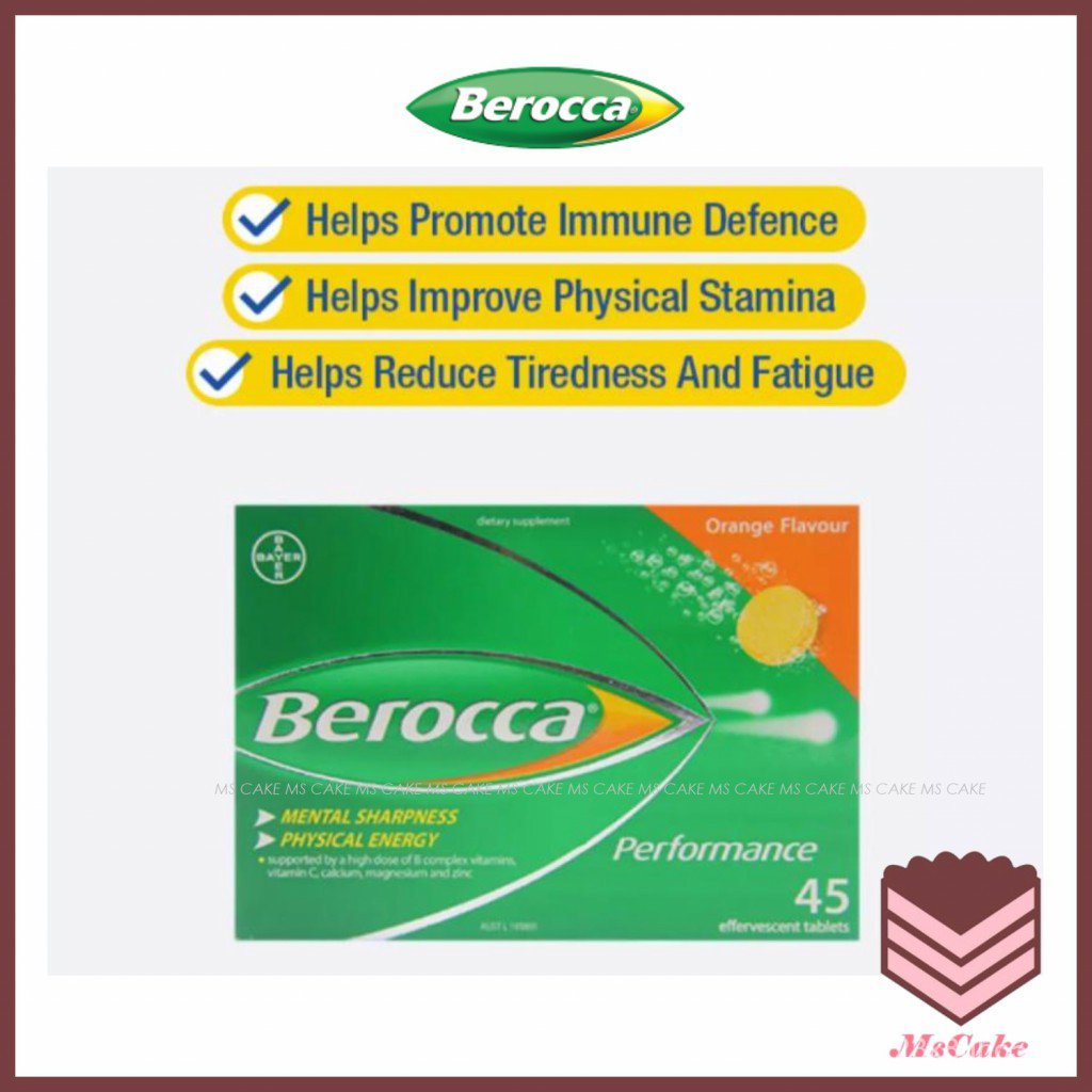 cRaU Berocca Australia Vitamin C Vitamin B Zinc Effervescent 45 Tablets