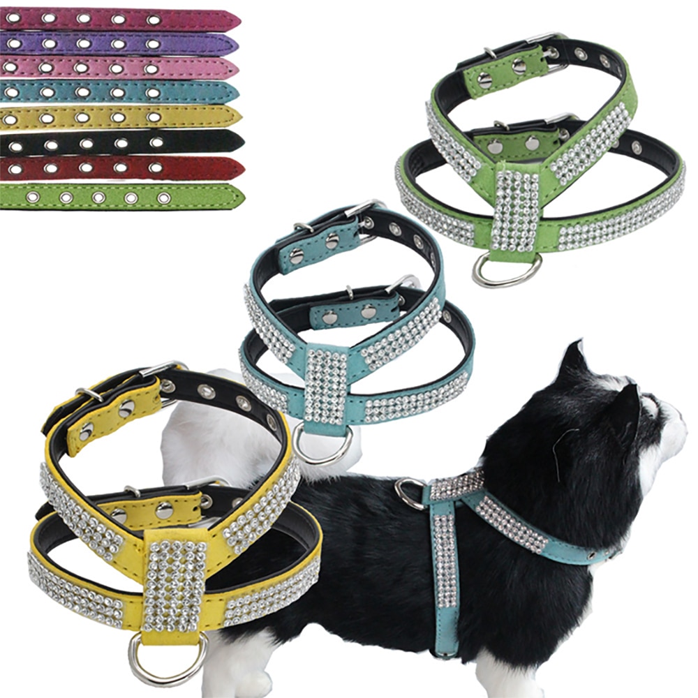 Artificial Diamond Bling Rhinestone Bowknot Dog Vest Harness Nylon