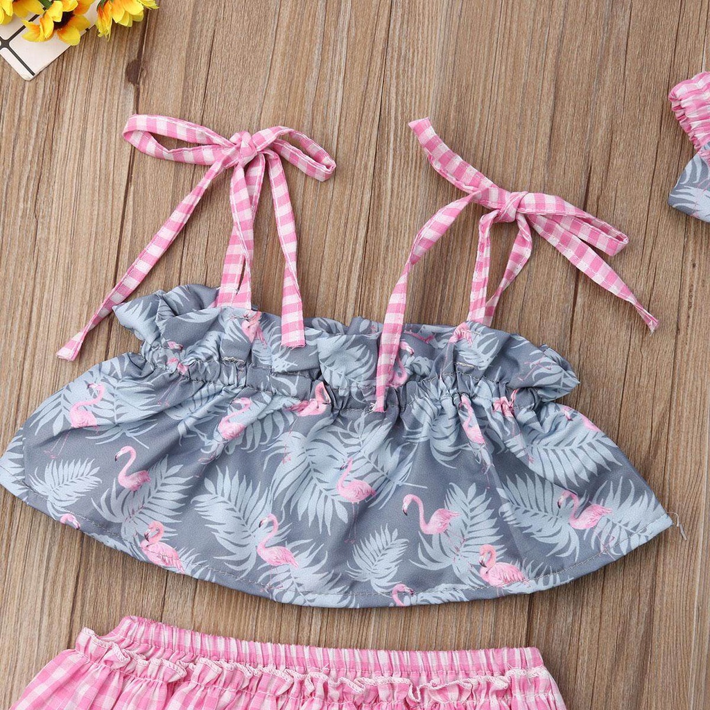 【ใหม่Hot สุดๆ】ขายดี Toddler Flamingo Kids Baby Girl Flamingo Crop Top