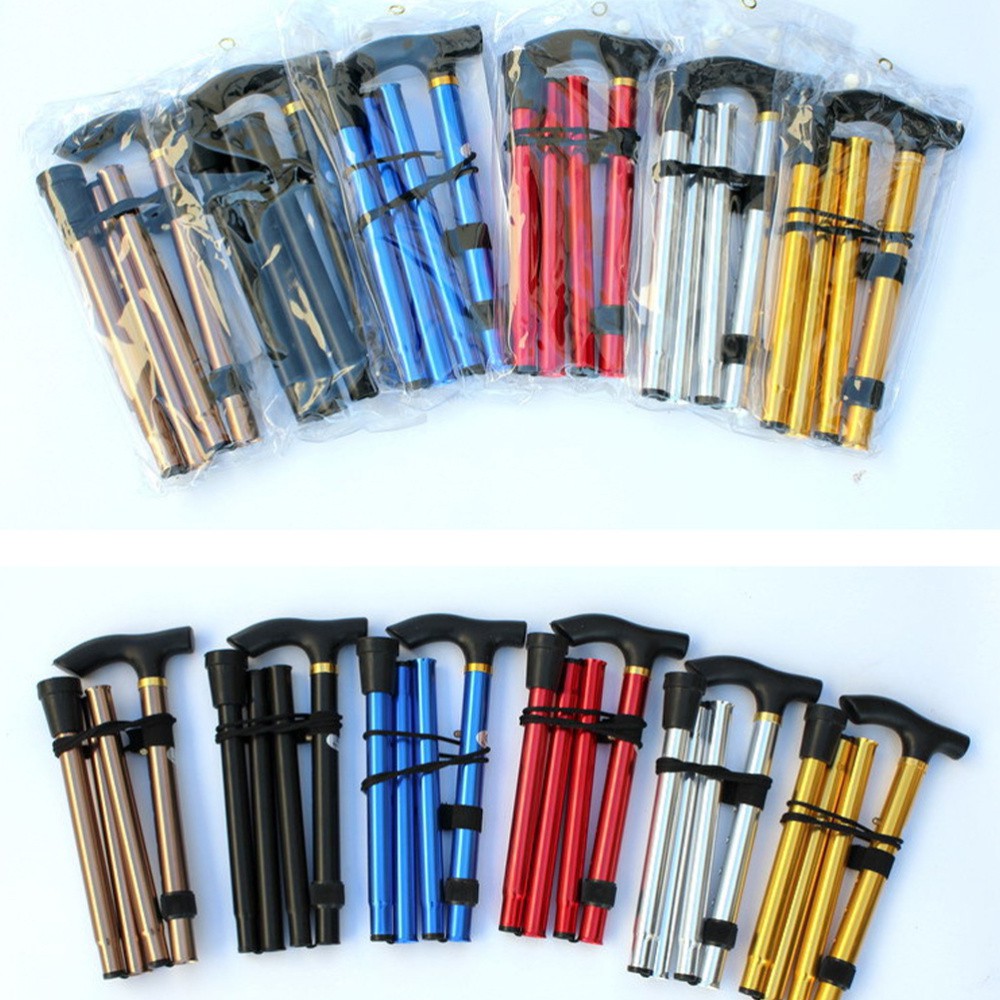 Aluminum Folding Trekking Pole Walking Cane Retractable Antislip Four