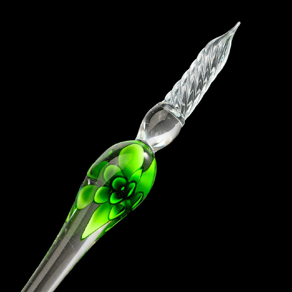 OE Crystal Glass Dip Pen Set Noncarbon Ink Fountain Signature Writing