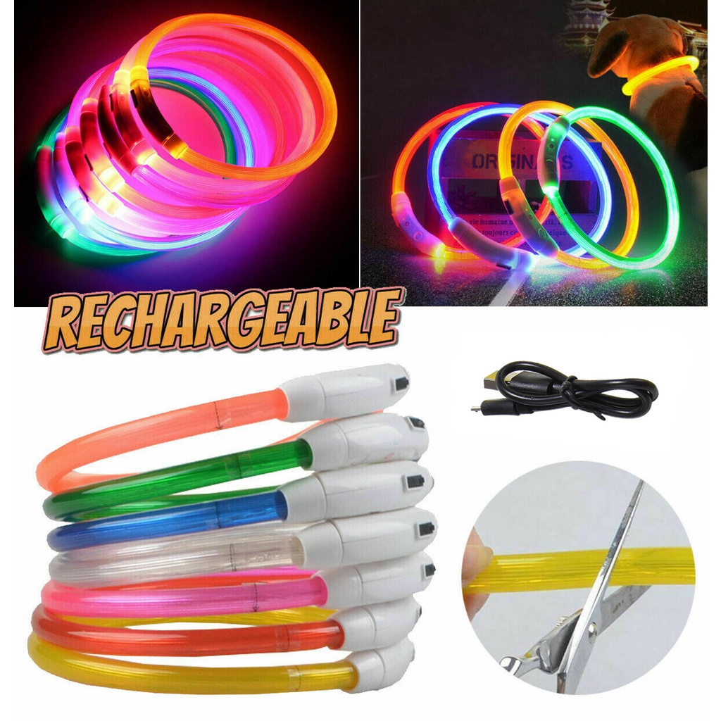 7 Colors LED USB Dog Collar Rechargeable LED Night Safety Pet Dog
