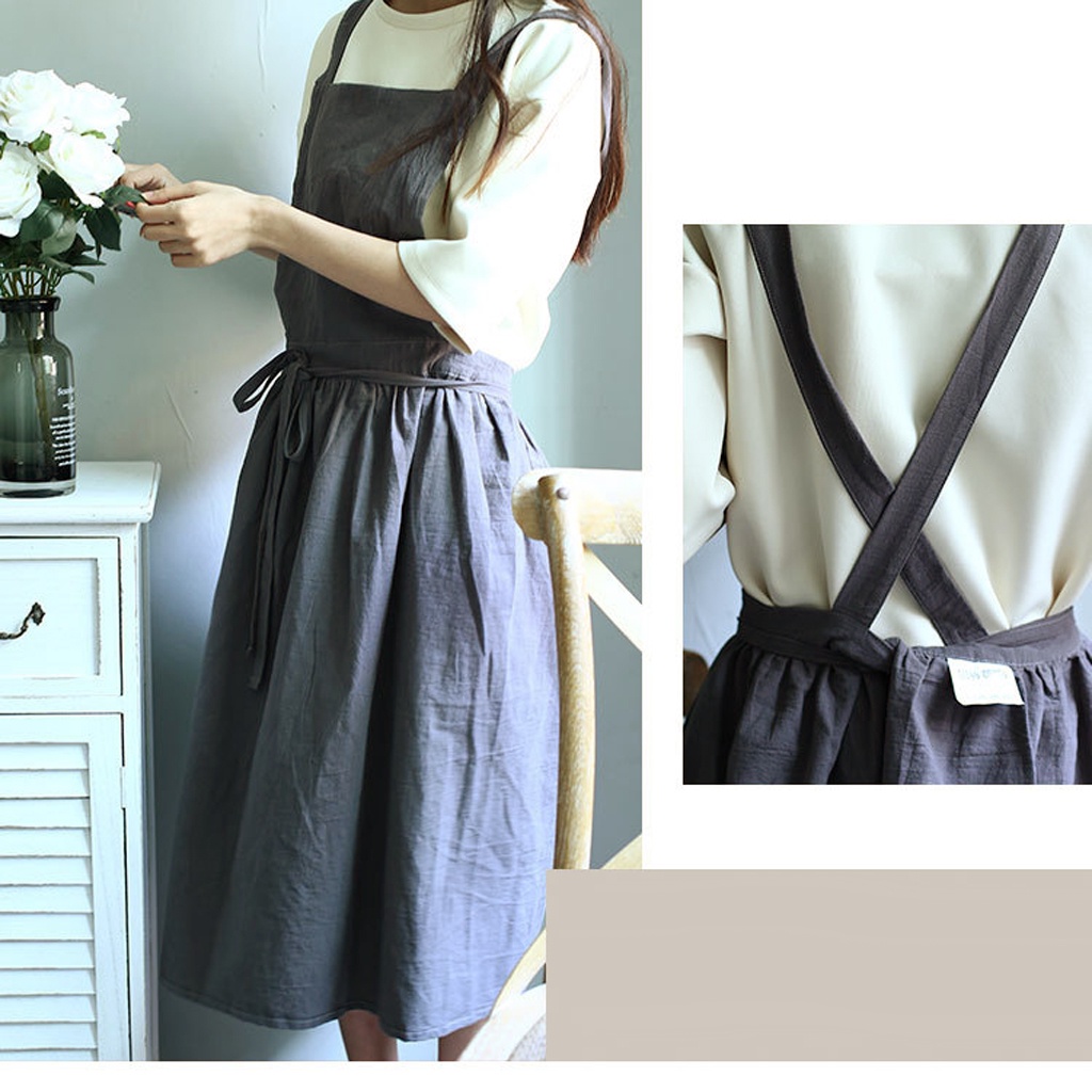 [sharprepublicefMY] Retro Japanese Cotton Linen Apron Casual Craft