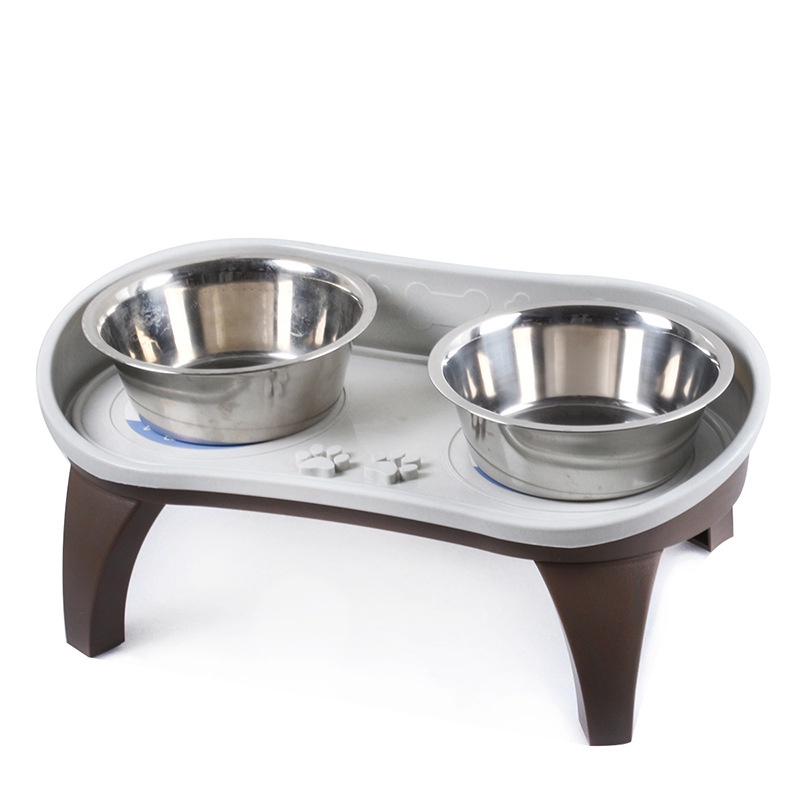 Dog Bowl Tray Double StainlessSteel Bowls Detachable Tray Protect Pets