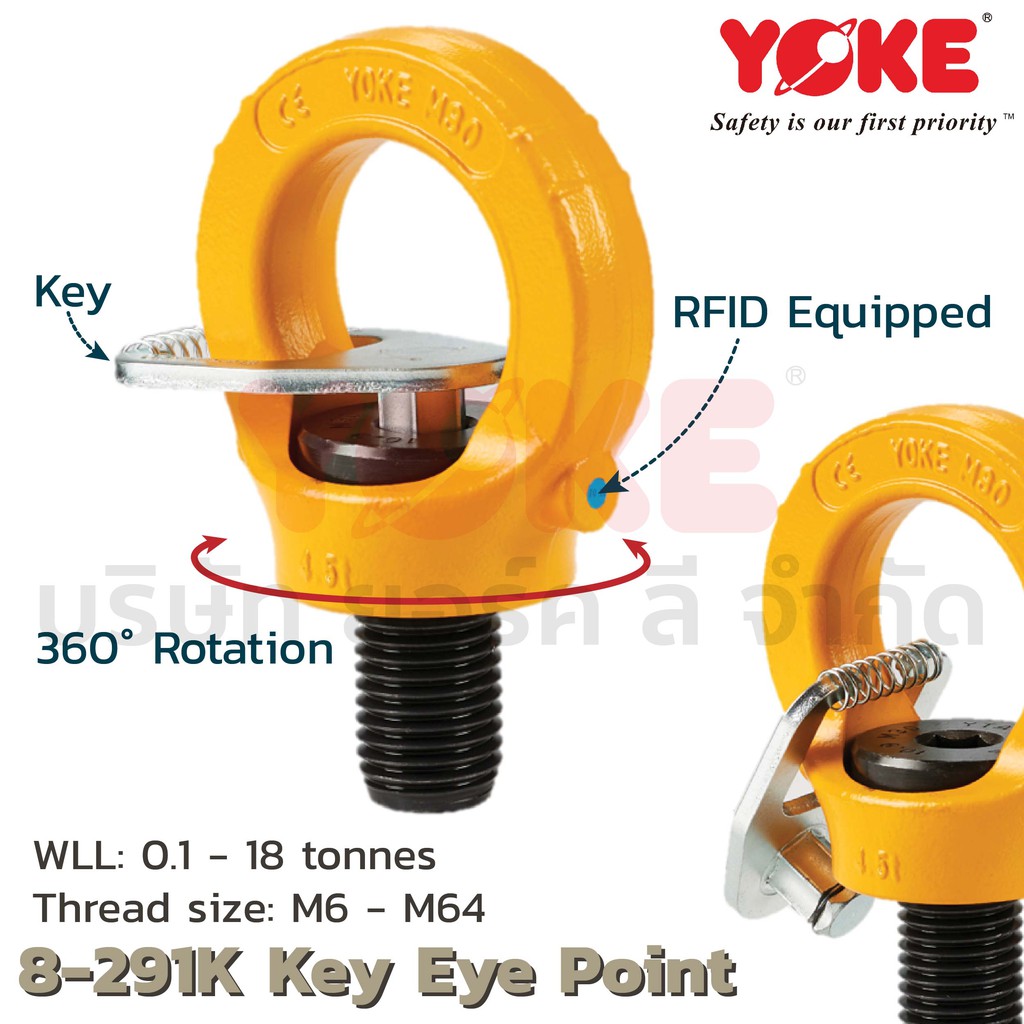 YOKE YP Key Eye Point 8291K (M30 4.5t) Swivel Eye Bolt / Lifting